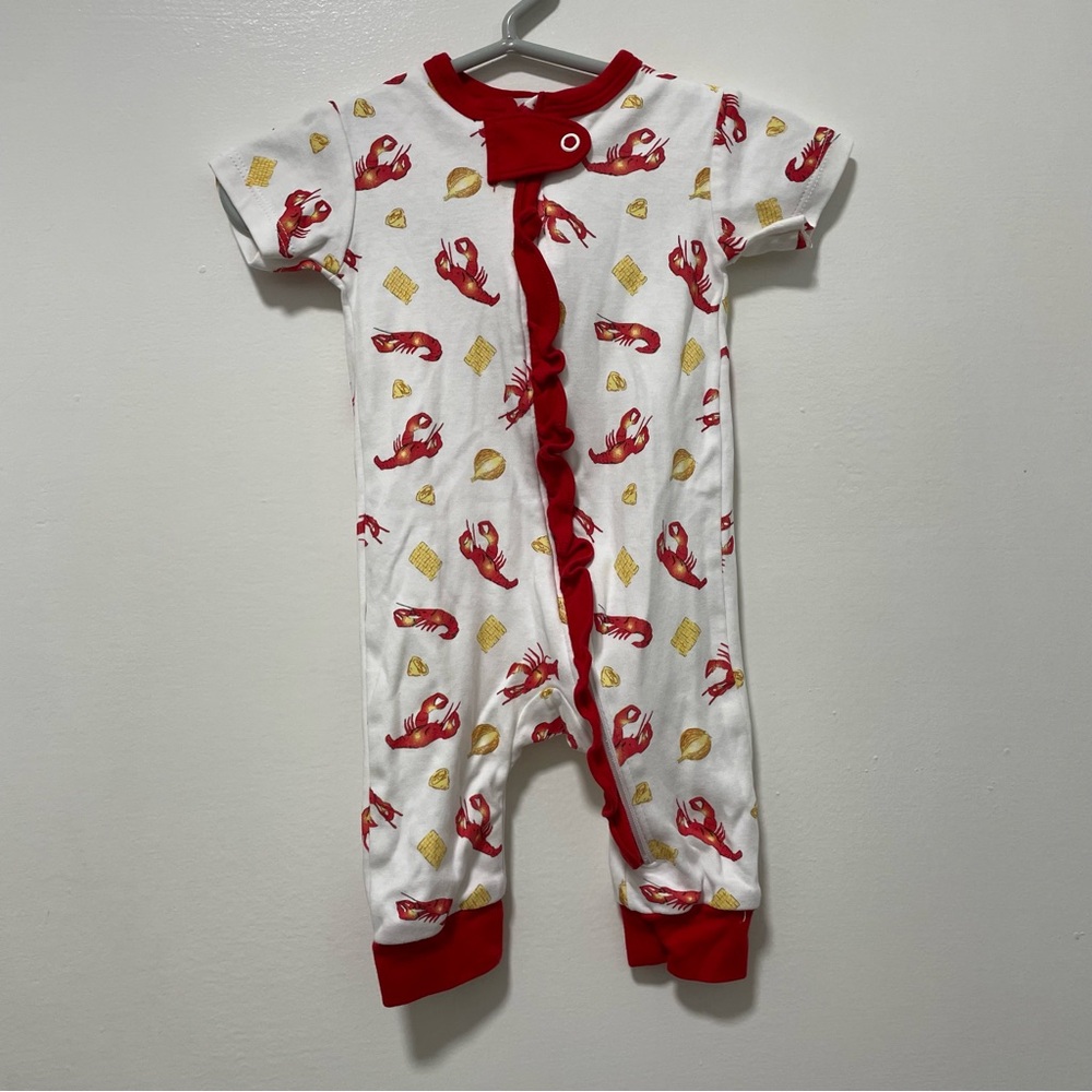 La Luna Charming crawfish pima cotton Print Kids Footie
